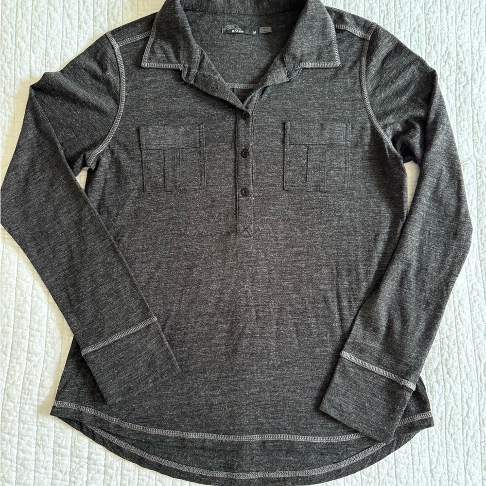Prana Charcoal Long Sleeve merino wool top